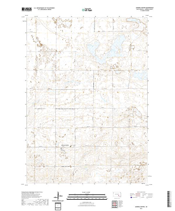 USGS US Topo 7.5-minute map for Aurora Center SD 2021