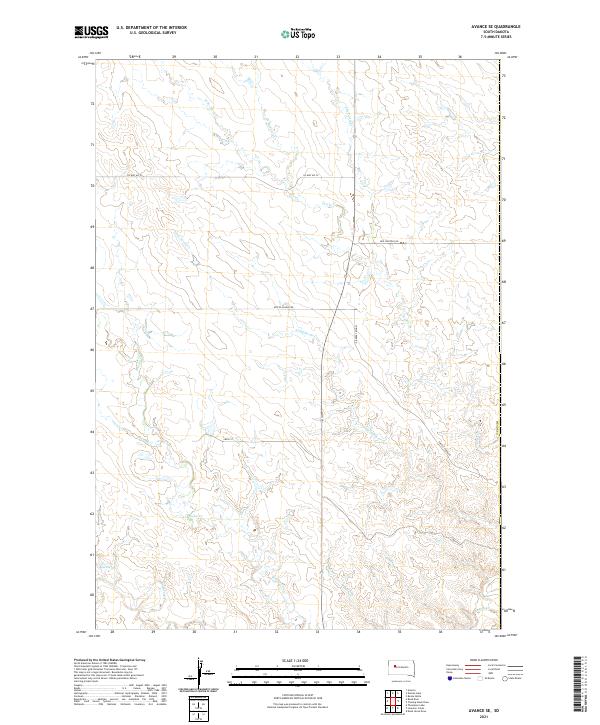 USGS US Topo 7.5-minute map for Avance SE SD 2021