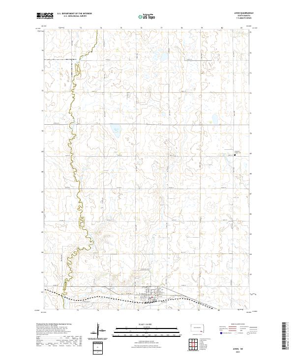 USGS US Topo 7.5-minute map for Avon SD 2021