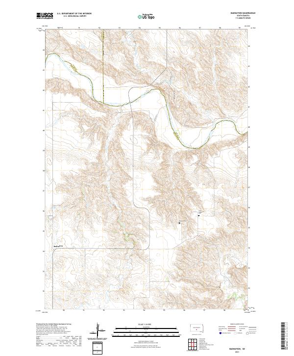 USGS US Topo 7.5-minute map for Badnation SD 2021