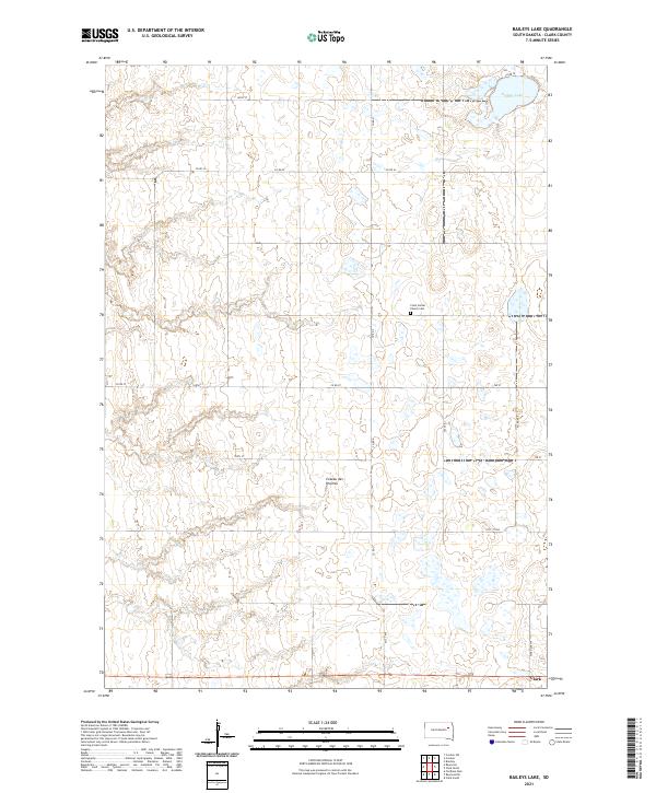 USGS US Topo 7.5-minute map for Baileys Lake SD 2021