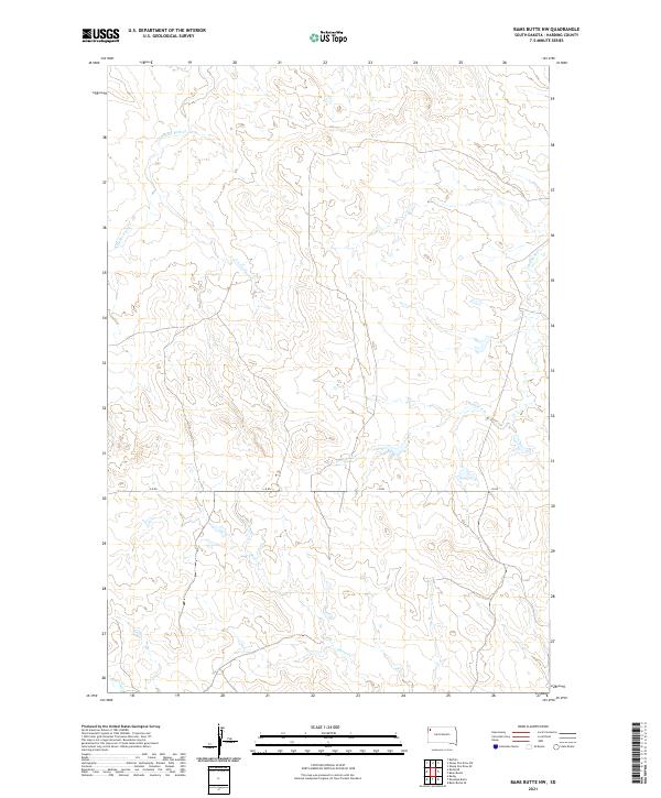 USGS US Topo 7.5-minute map for Bams Butte NW SD 2021