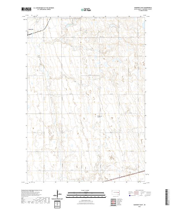 USGS US Topo 7.5-minute map for Bancroft East SD 2021