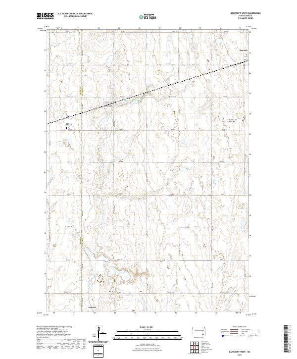 USGS US Topo 7.5-minute map for Bancroft West SD 2021