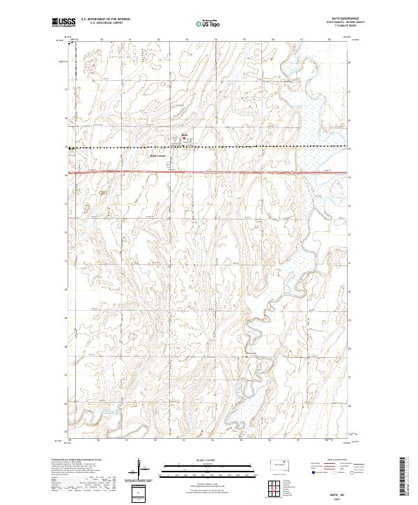 USGS US Topo 7.5-minute map for Bath SD 2021