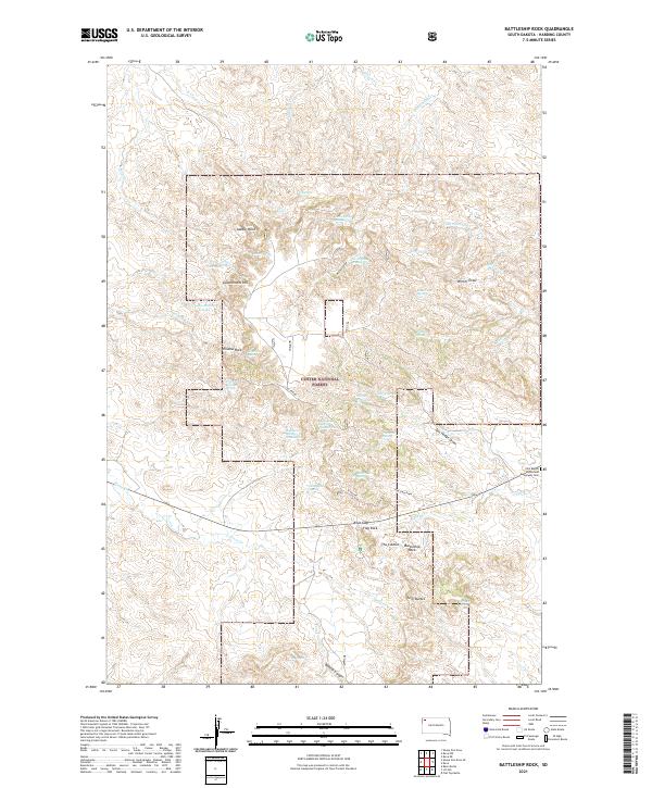 USGS US Topo 7.5-minute map for Battleship Rock SD 2021