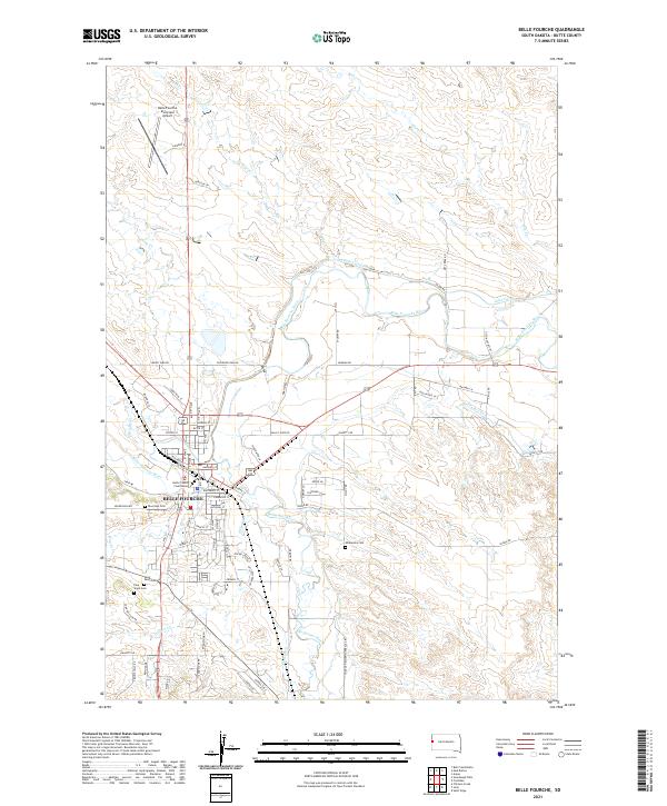 USGS US Topo 7.5-minute map for Belle Fourche SD 2021