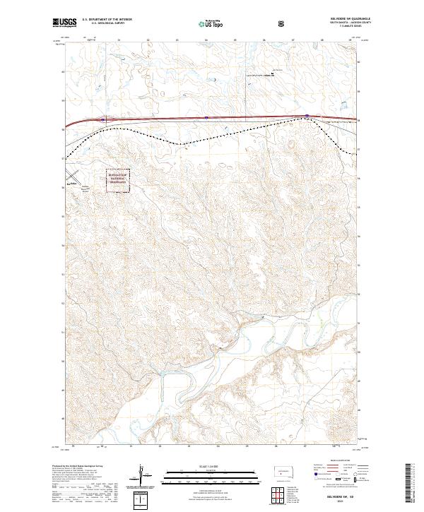 USGS US Topo 7.5-minute map for Belvidere SW SD 2021