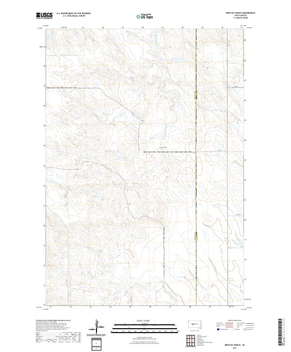 USGS US Topo 7.5-minute map for Bentley Ranch SD 2021