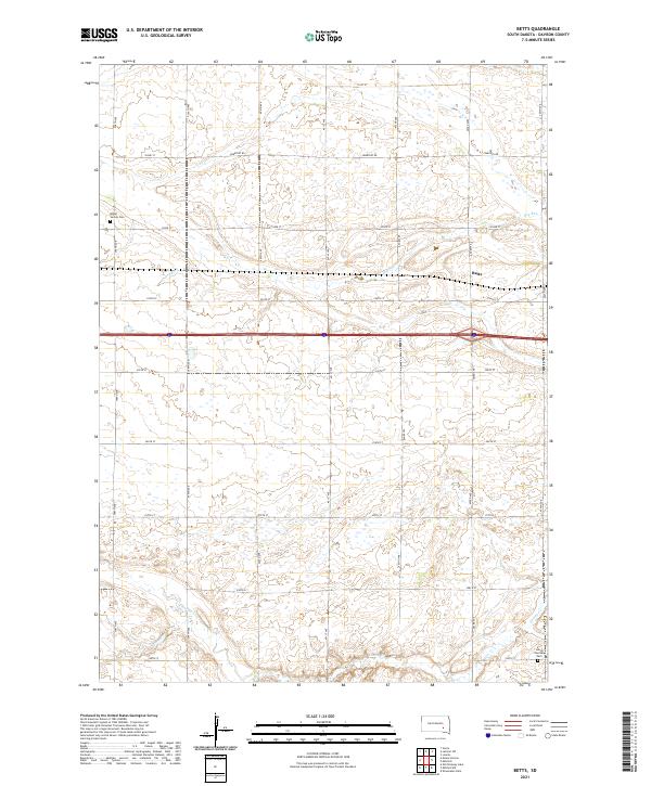 USGS US Topo 7.5-minute map for Betts SD 2021