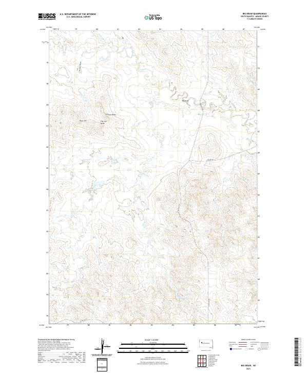 USGS US Topo 7.5-minute map for Big Draw SD 2021