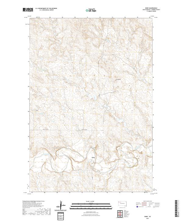 USGS US Topo 7.5-minute map for Bixby SD 2021