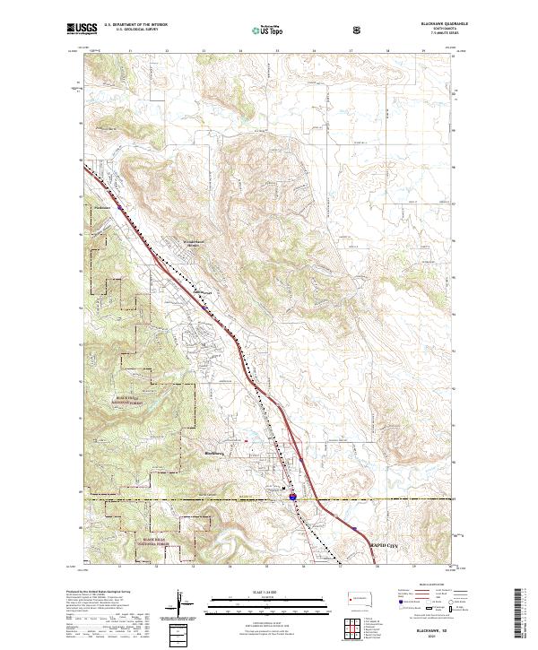 USGS US Topo 7.5-minute map for Blackhawk SD 2021