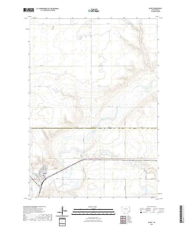 USGS US Topo 7.5-minute map for Blunt SD 2021