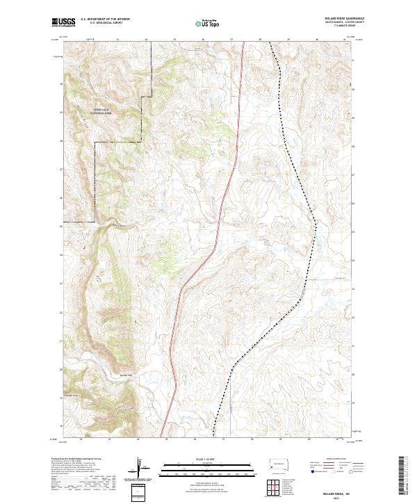 USGS US Topo 7.5-minute map for Boland Ridge SD 2021