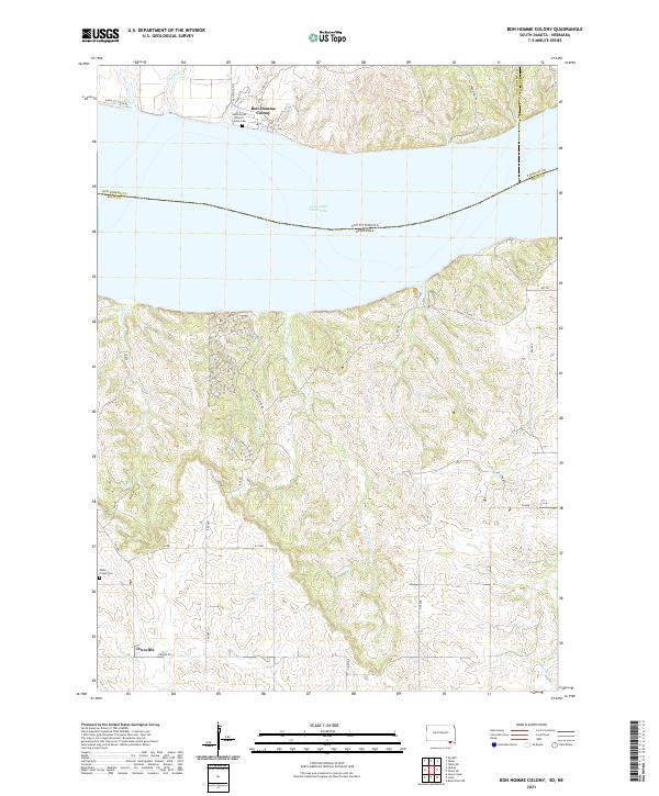 USGS US Topo 7.5-minute map for Bon Homme Colony SDNE 2021