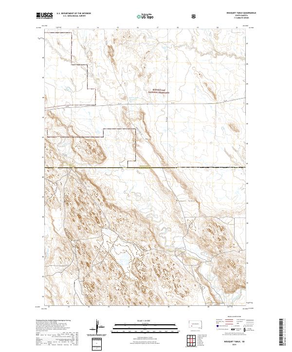 USGS US Topo 7.5-minute map for Bouquet Table SD 2021