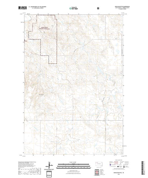 USGS US Topo 7.5-minute map for Boxcar Buttes SD 2021