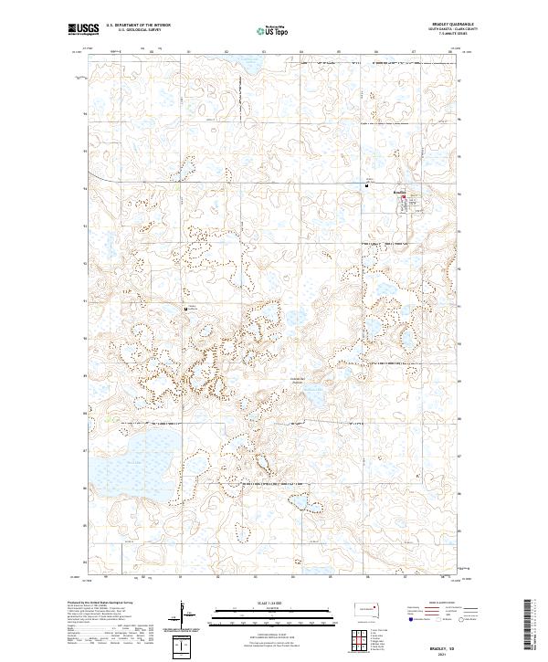 USGS US Topo 7.5-minute map for Bradley SD 2021