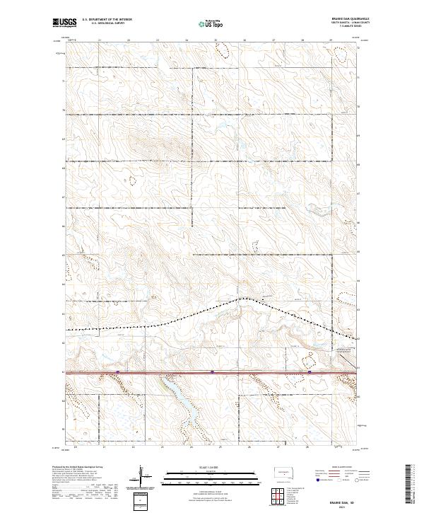 USGS US Topo 7.5-minute map for Brakke Dam SD 2021