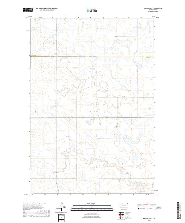 USGS US Topo 7.5-minute map for Brewer Butte SD 2021