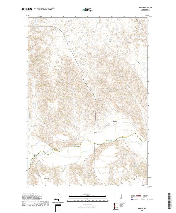 USGS US Topo 7.5-minute map for Bridger SD 2021