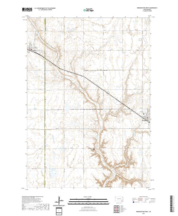 USGS US Topo 7.5-minute map for Bridgewater West SD 2021