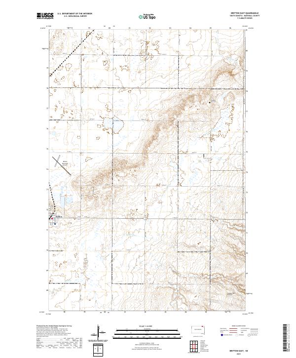 USGS US Topo 7.5-minute map for Britton East SD 2021