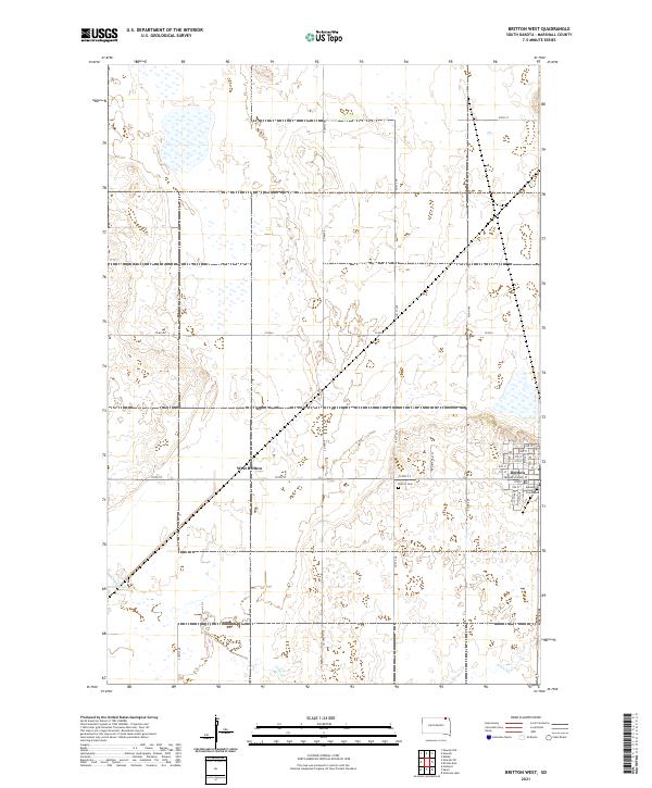 USGS US Topo 7.5-minute map for Britton West SD 2021