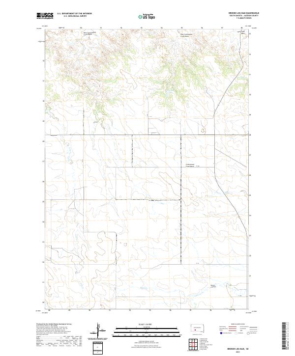 USGS US Topo 7.5-minute map for Broken Leg Dam SD 2021