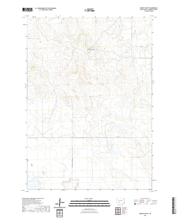 USGS US Topo 7.5-minute map for Brushy Butte SD 2021