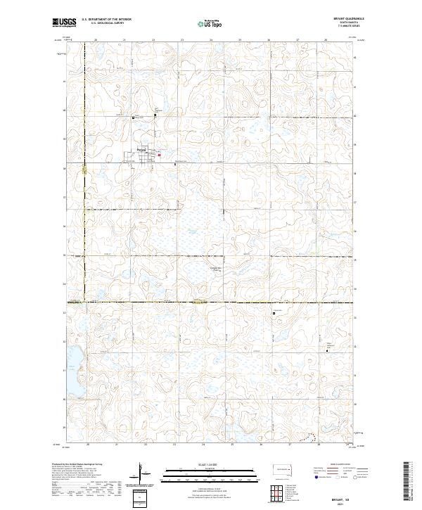 USGS US Topo 7.5-minute map for Bryant SD 2021