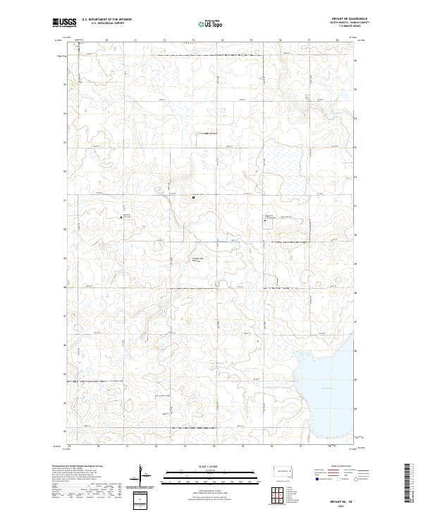 USGS US Topo 7.5-minute map for Bryant NE SD 2021