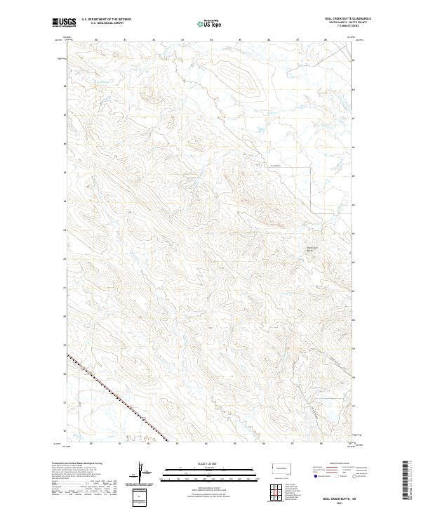 USGS US Topo 7.5-minute map for Bull Creek Butte SD 2021