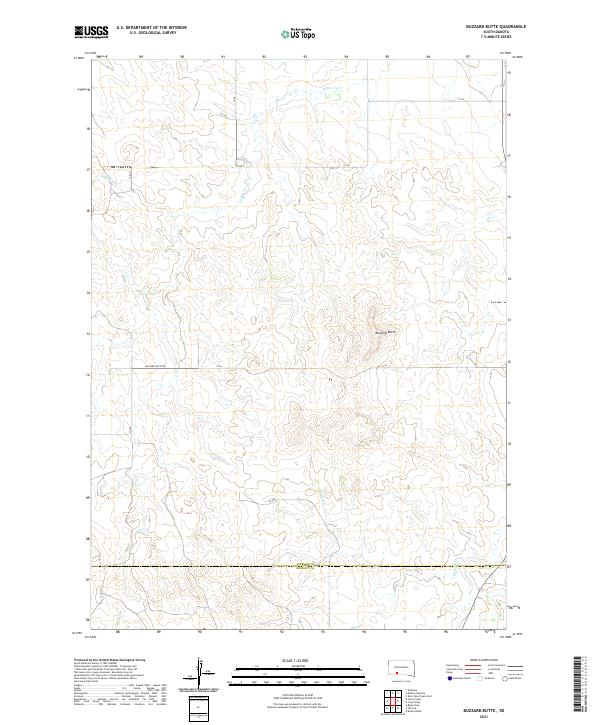 USGS US Topo 7.5-minute map for Buzzard Butte SD 2021