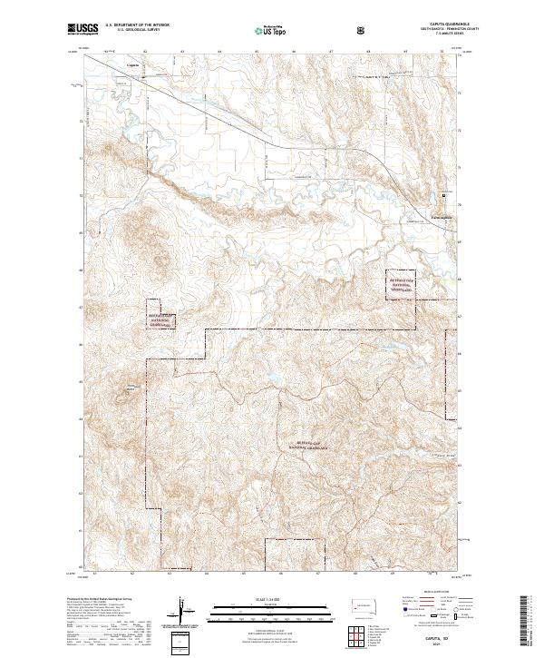 USGS US Topo 7.5-minute map for Caputa SD 2021