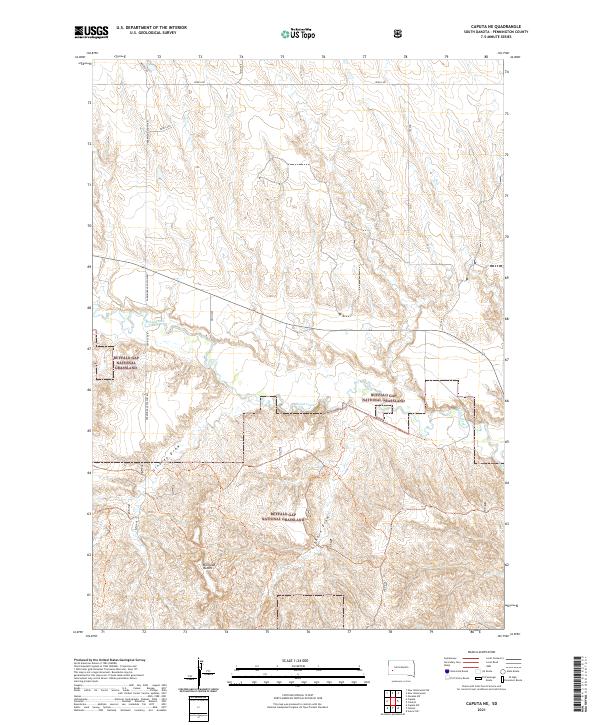 USGS US Topo 7.5-minute map for Caputa NE SD 2021