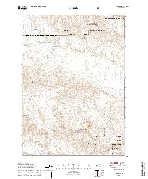 USGS US Topo 7.5-minute map for Caputa SW SD 2021