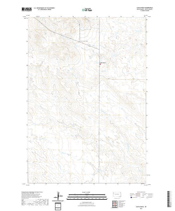 USGS US Topo 7.5-minute map for Castle Rock SD 2021