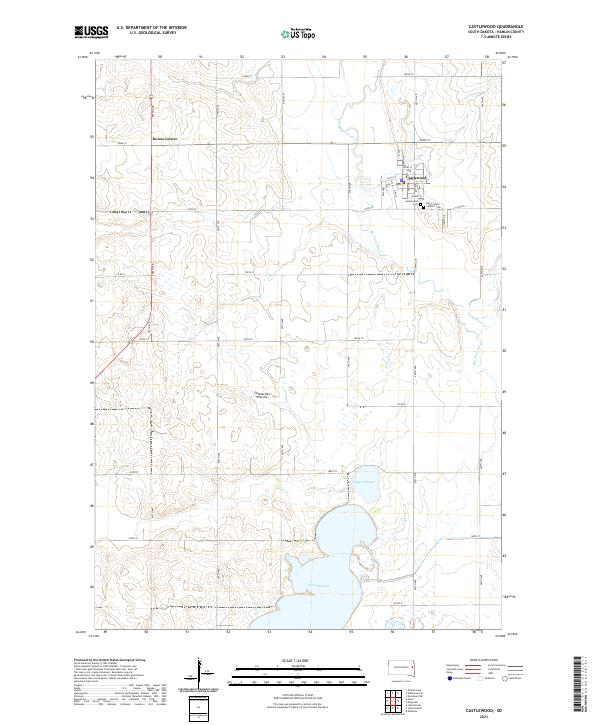 USGS US Topo 7.5-minute map for Castlewood SD 2021