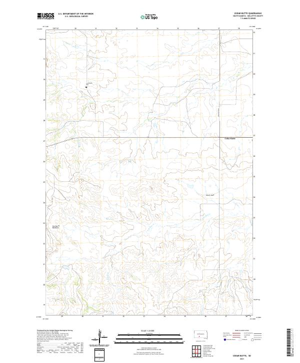 USGS US Topo 7.5-minute map for Cedar Butte SD 2021