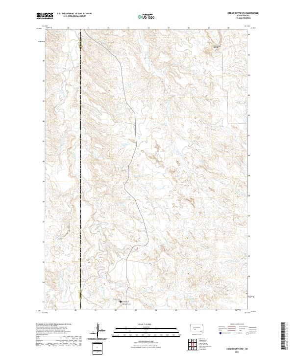 USGS US Topo 7.5-minute map for Cedar Butte NW SD 2021