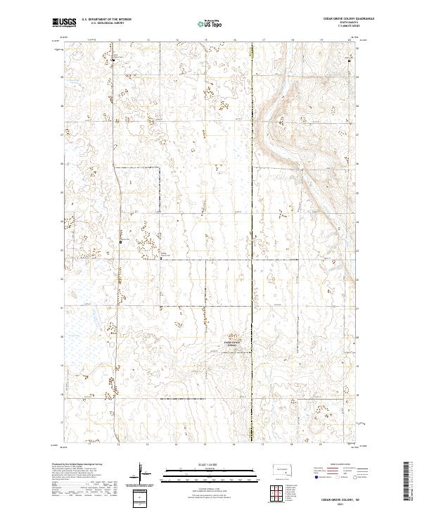 USGS US Topo 7.5-minute map for Cedar Grove Colony SD 2021