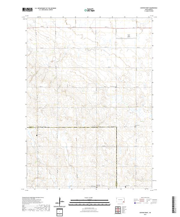 USGS US Topo 7.5-minute map for Center Point SD 2021