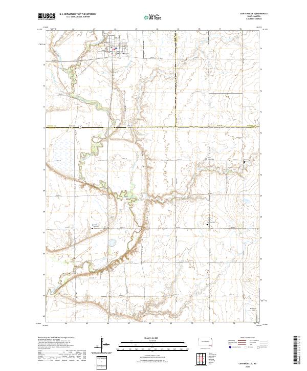 USGS US Topo 7.5-minute map for Centerville SD 2021