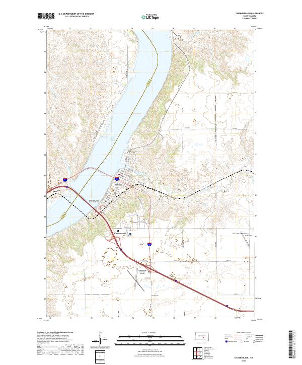 USGS US Topo 7.5-minute map for Chamberlain SD 2021