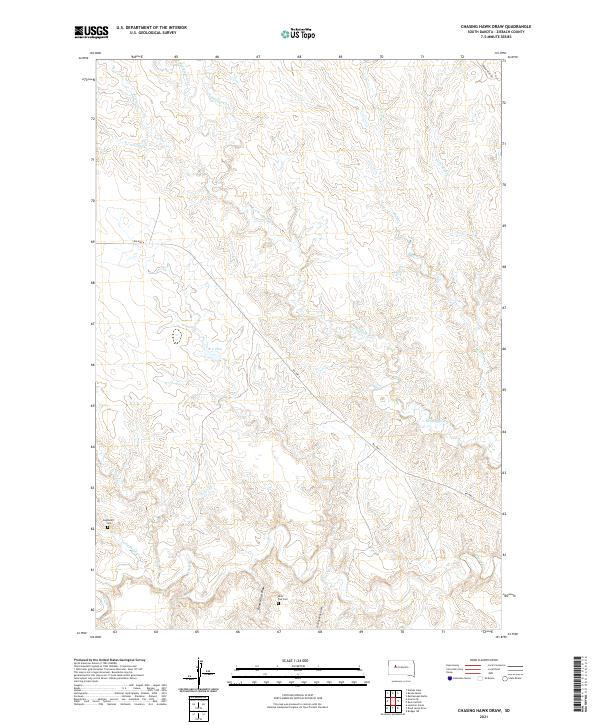 USGS US Topo 7.5-minute map for Chasing Hawk Draw SD 2021