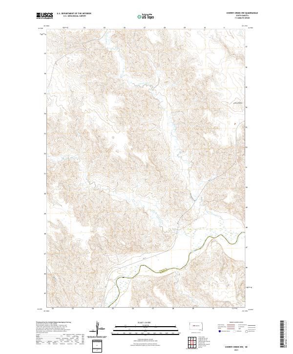 USGS US Topo 7.5-minute map for Cherry Creek NW SD 2021