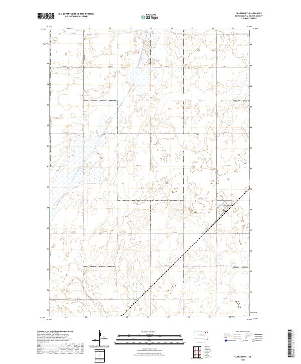 USGS US Topo 7.5-minute map for Claremont SD 2021