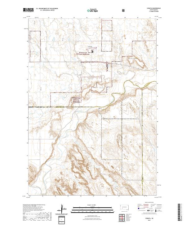 USGS US Topo 7.5-minute map for Conata SD 2021